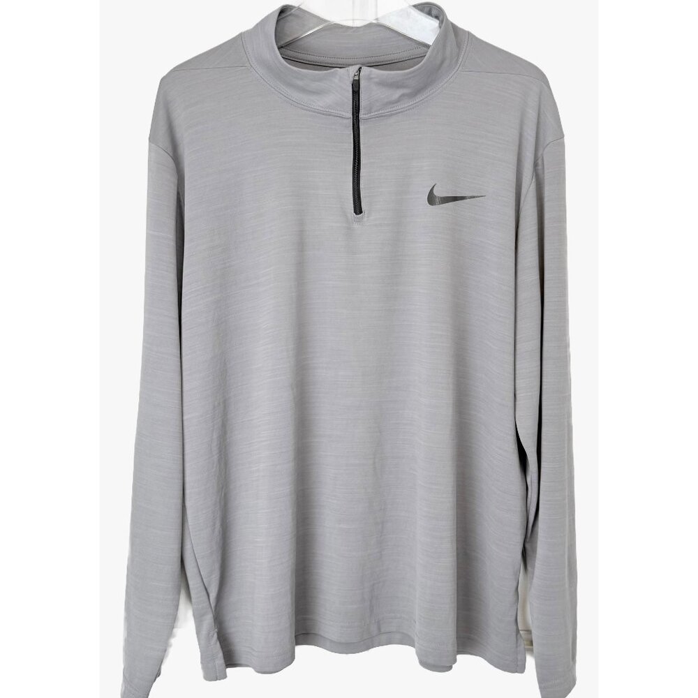 Nike Men's DRI-FIT 1/4 Zip Golf Pullover Solid Gray Long Sleeve